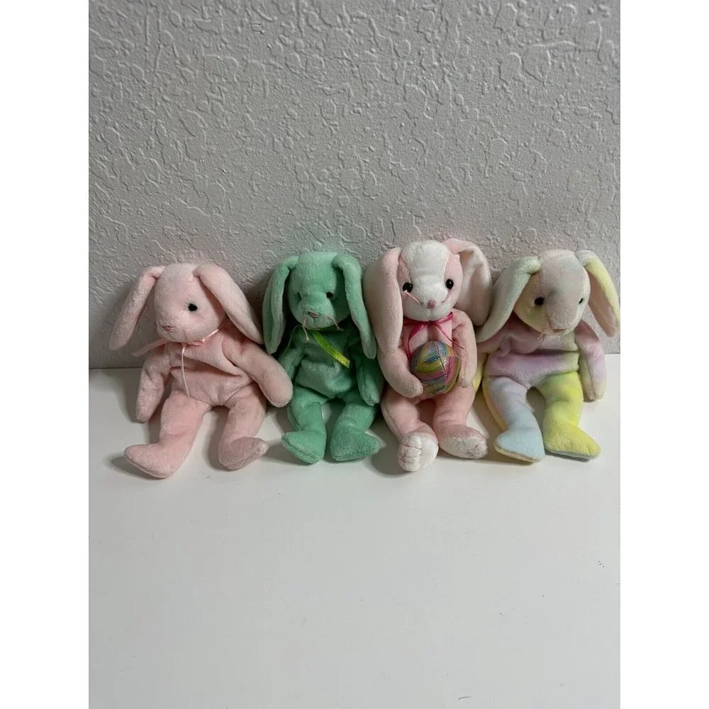 Lot of 4 TY‎ Beanie Baby Easter Bunnies Hoppitty, Hippity, Hippie , Eggerton